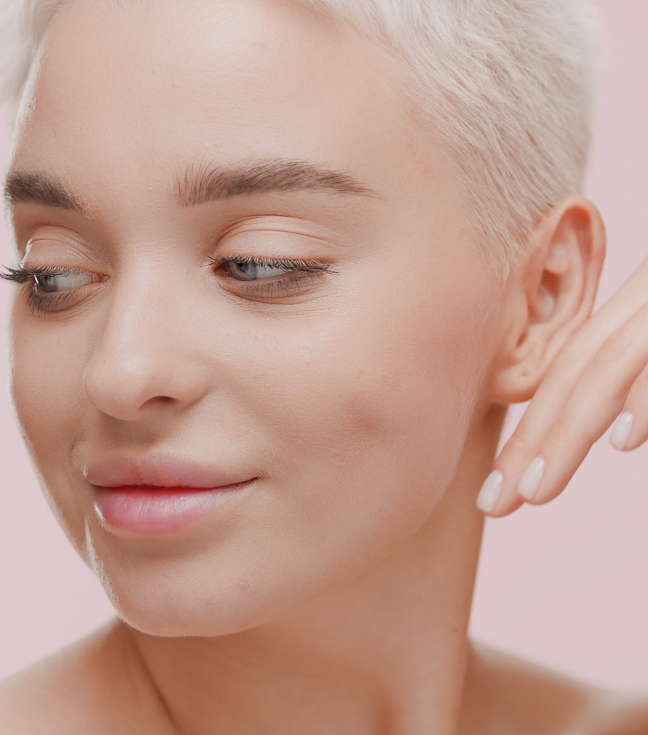 Beautiful,Young,Slim,Caucasian,Woman,With,Fair,Hair,Strokes,Her